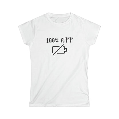 100% Off Woman White Print T-shirt