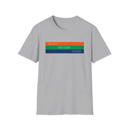 Tennis Surfaces unisex T-shirt - scegli il tuo campo di gioco