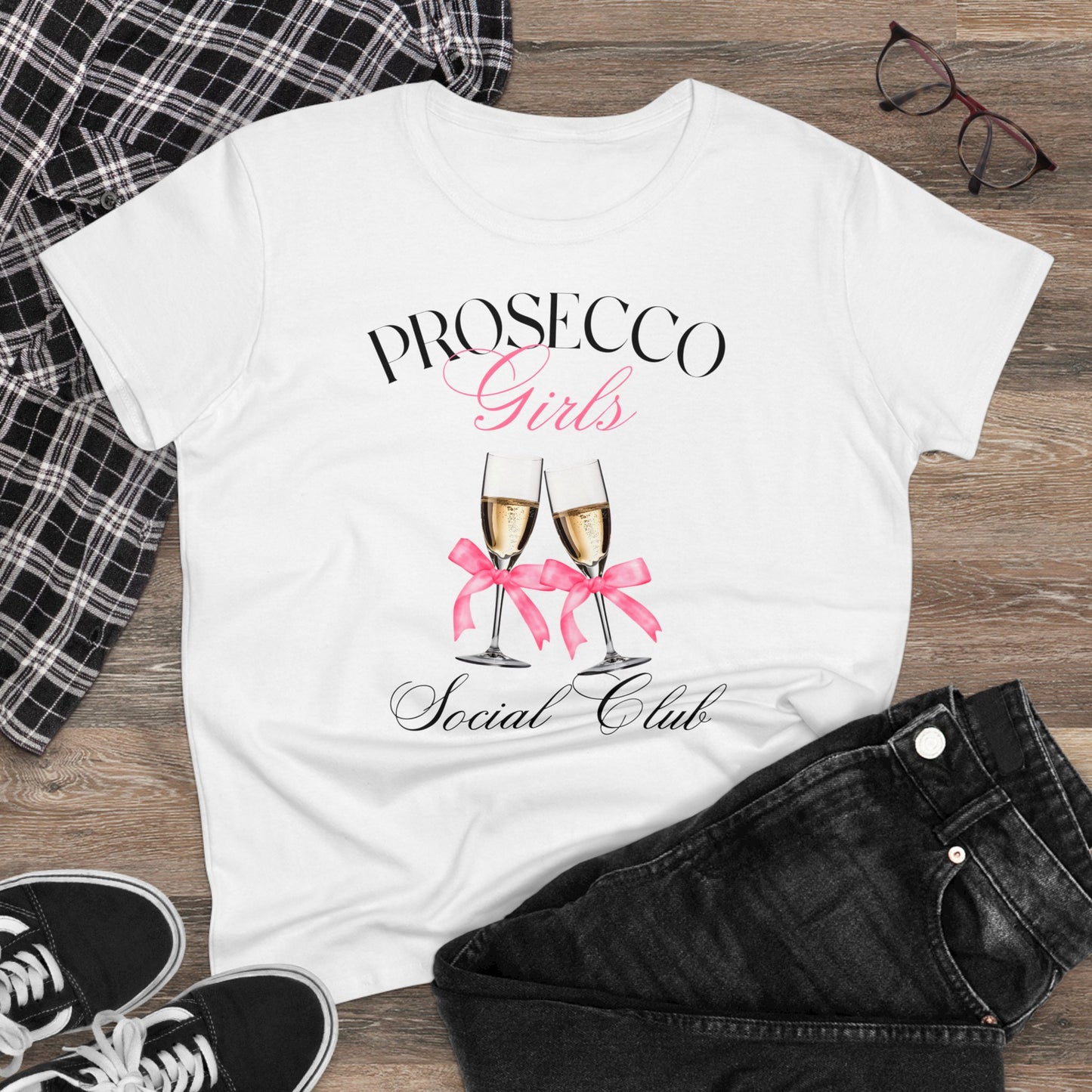 Prosecco Girls Social Club Tee - Fun Women's Cotton Shirt for Celebrations