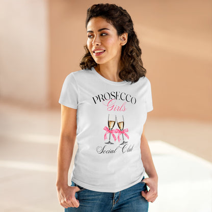 Prosecco Girls Social Club Tee - Fun Women's Cotton Shirt for Celebrations