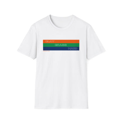 Tennis Surfaces unisex T-shirt - scegli il tuo campo di gioco