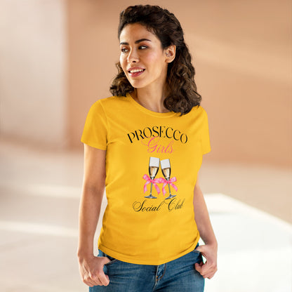 Prosecco Girls Social Club Tee - Fun Women's Cotton Shirt for Celebrations