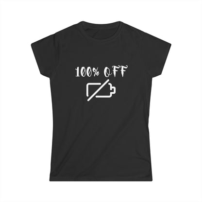 100% Off Woman White Print T-shirt